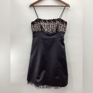 Vintage Betsy & Adam Black lace Satin Mini Dress